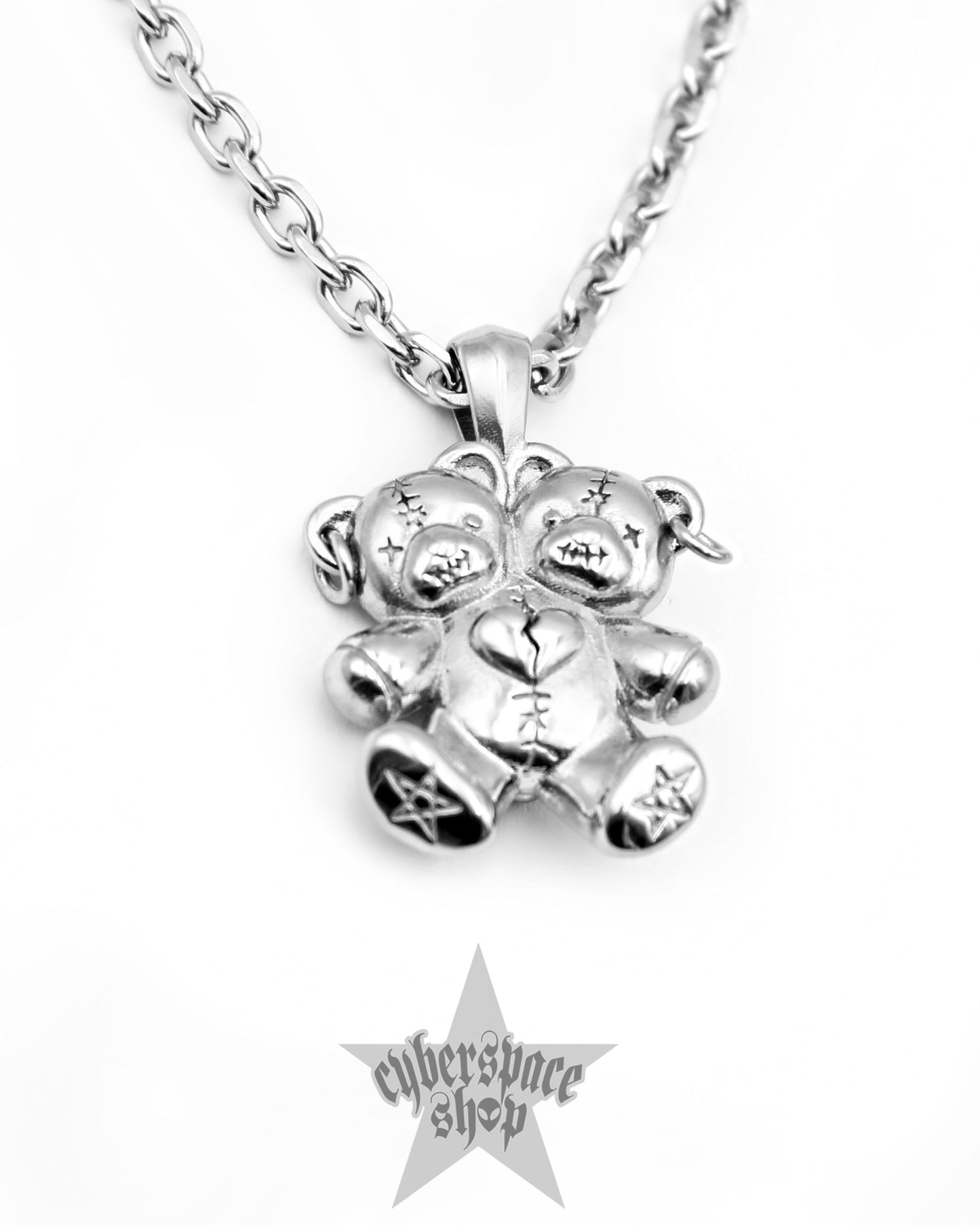 TWO HEADED TEDDY BEAR NECKLACE