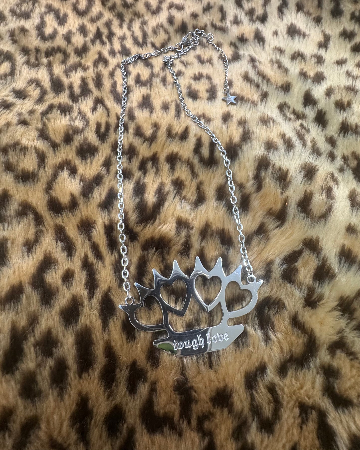 TOUGH LOVE BRASS KNUCKLES NECKLACE