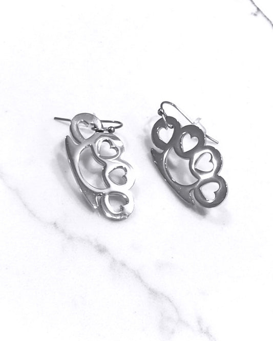HEART BRASS KNUCKLE EARRINGS
