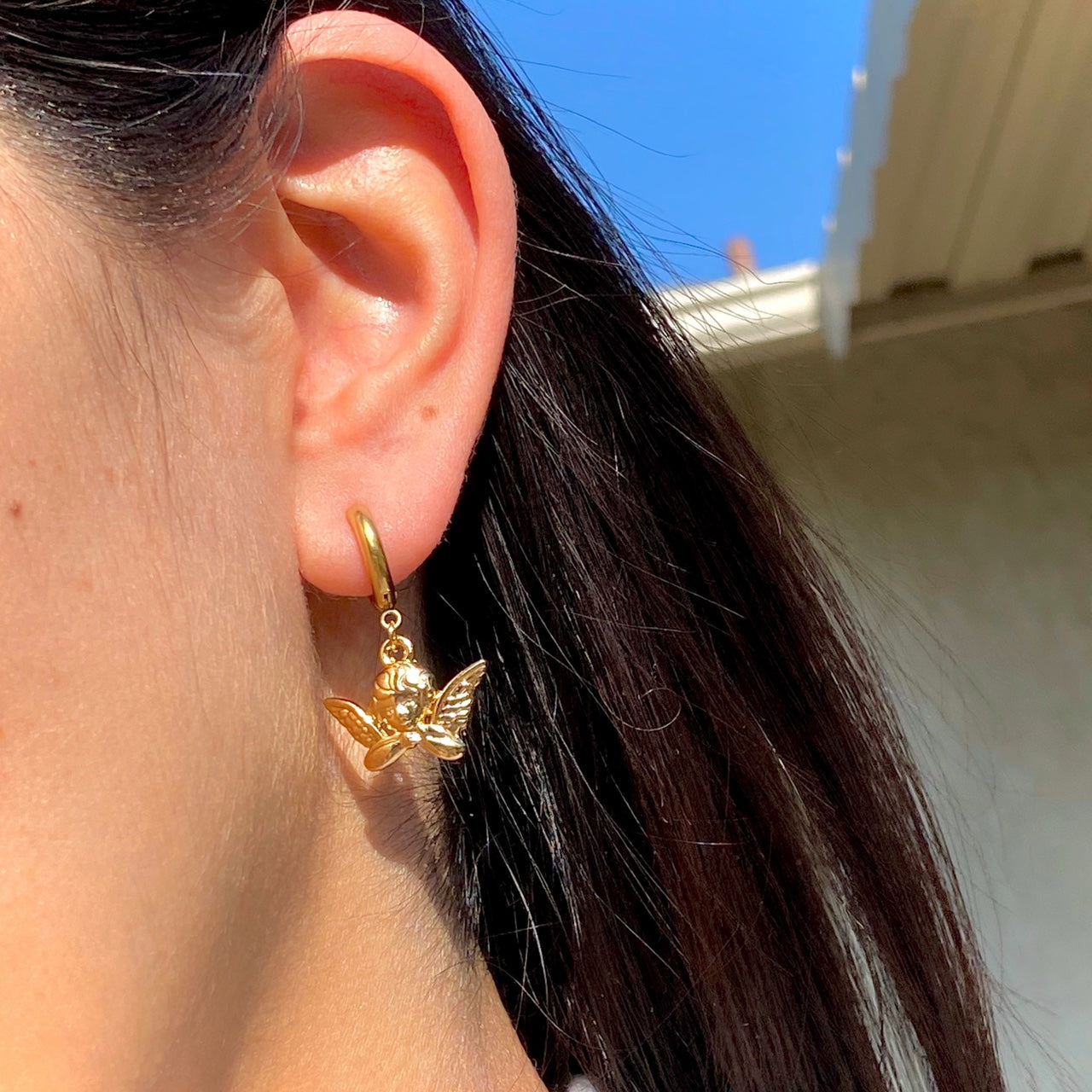 GOLD ANGEL BABY EARRINGS