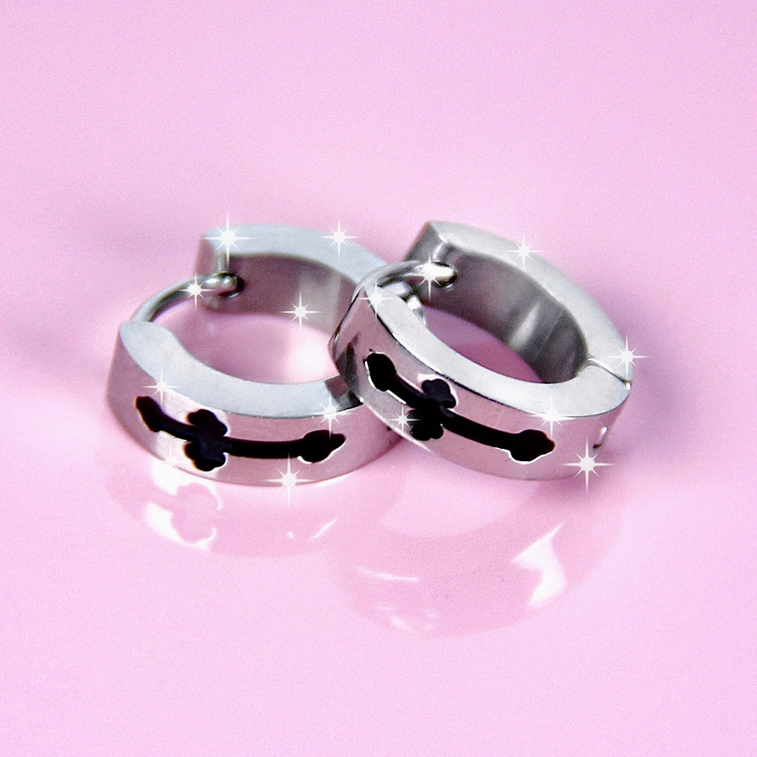GOTH CROSS HOOP EARRINGS