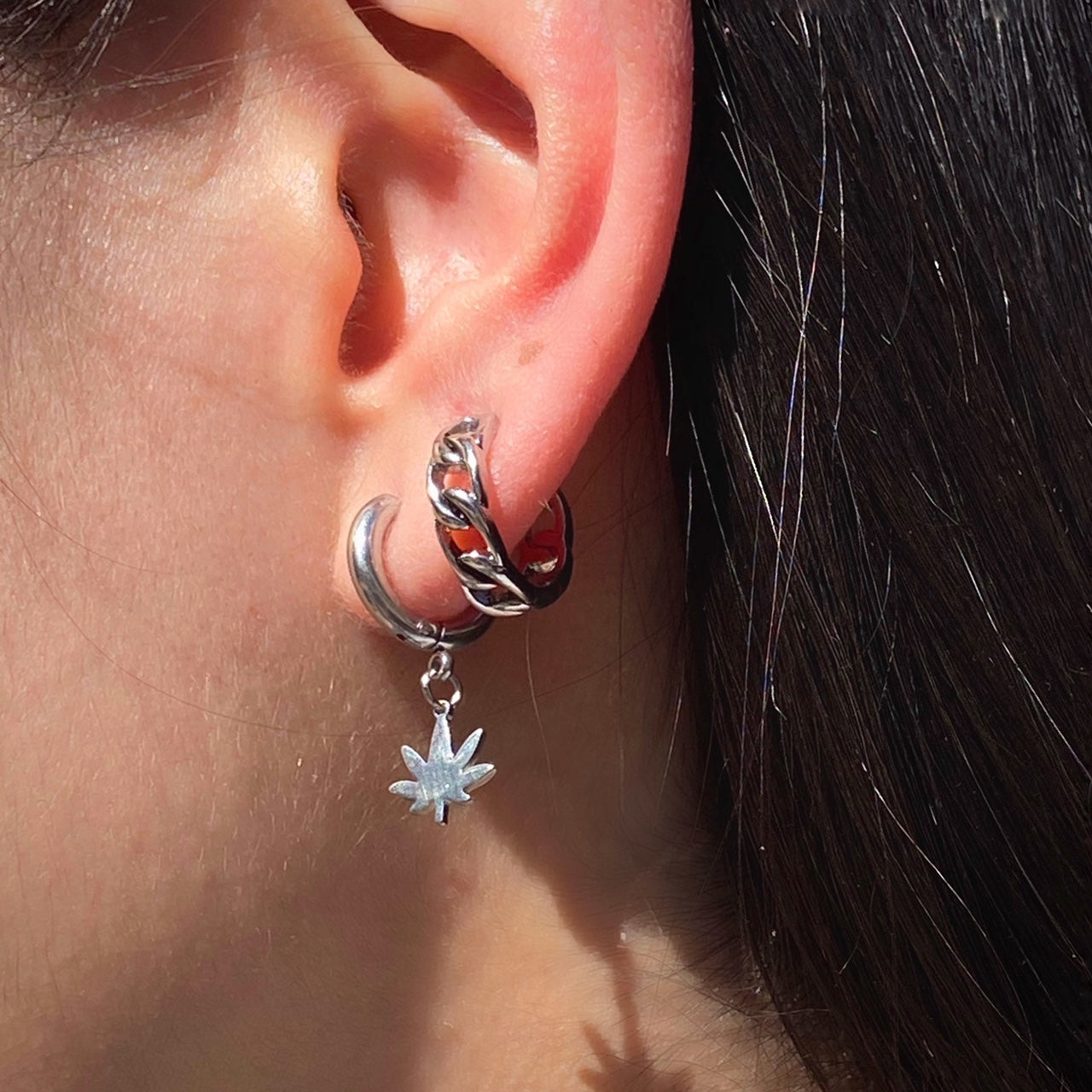 POT LEAF HOOP EARRINGS