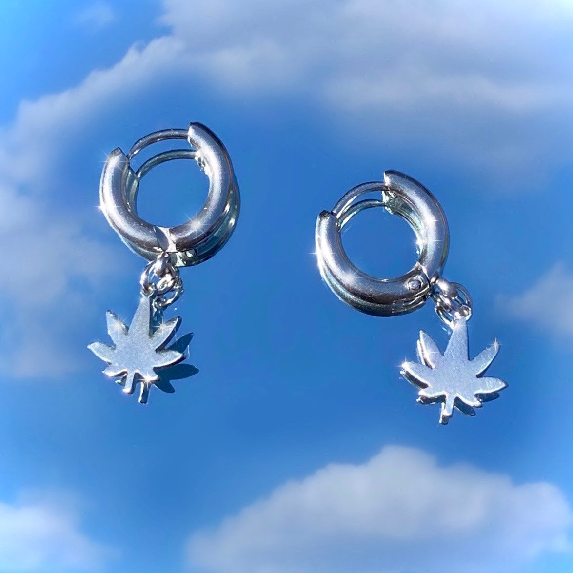 POT LEAF HOOP EARRINGS