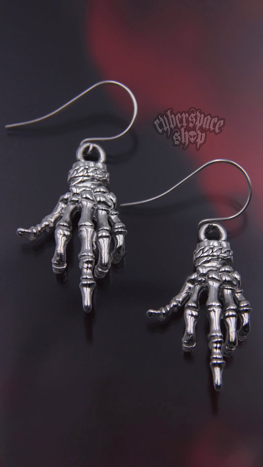 SKELETON MIDDLE FINGER EARRINGS