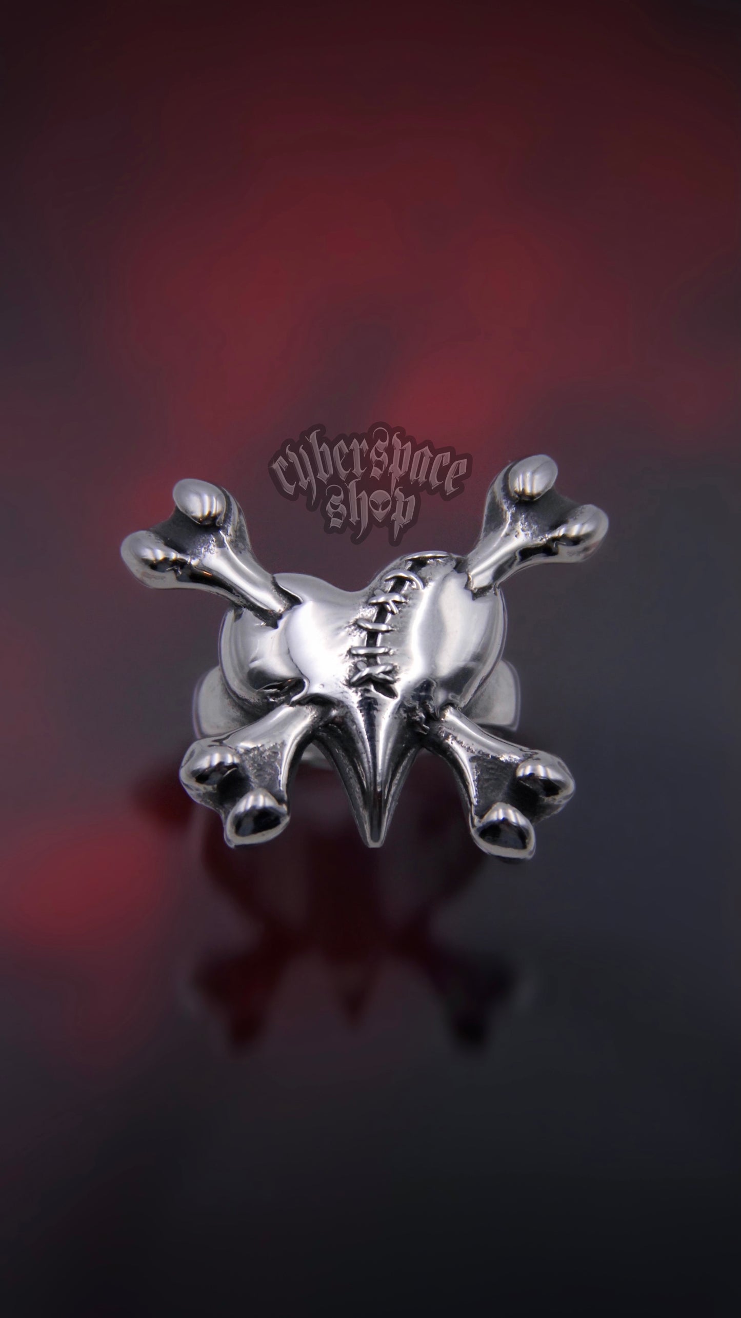 CROSSBONES HEART RING