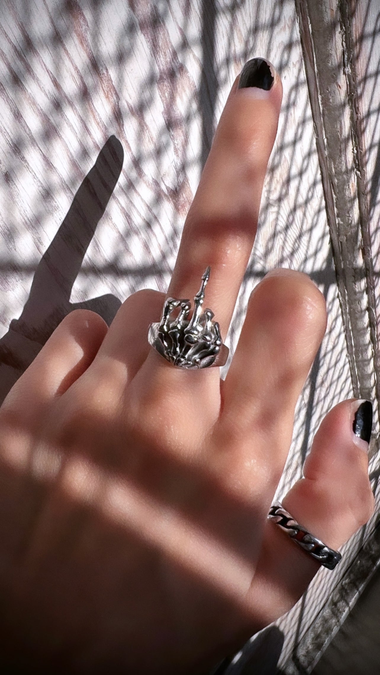 SKELETON FLIP OFF RING