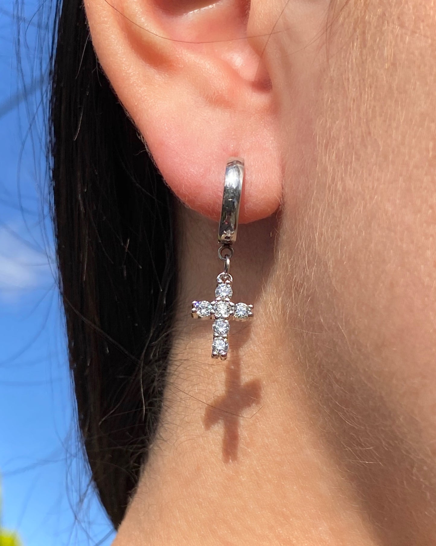 CZ CROSS EARRINGS