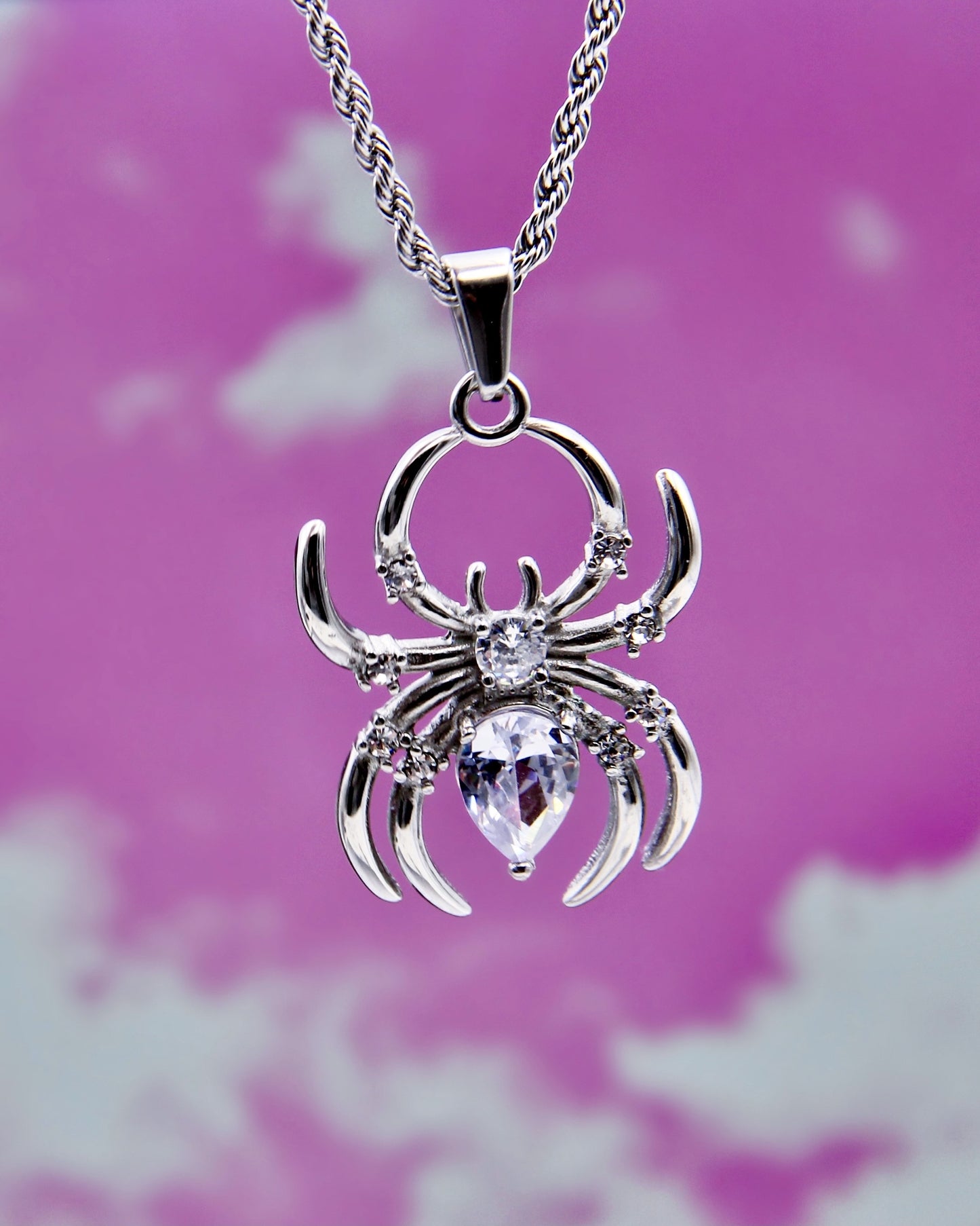 DIAMOND WIDOW SPIDER NECKLACE