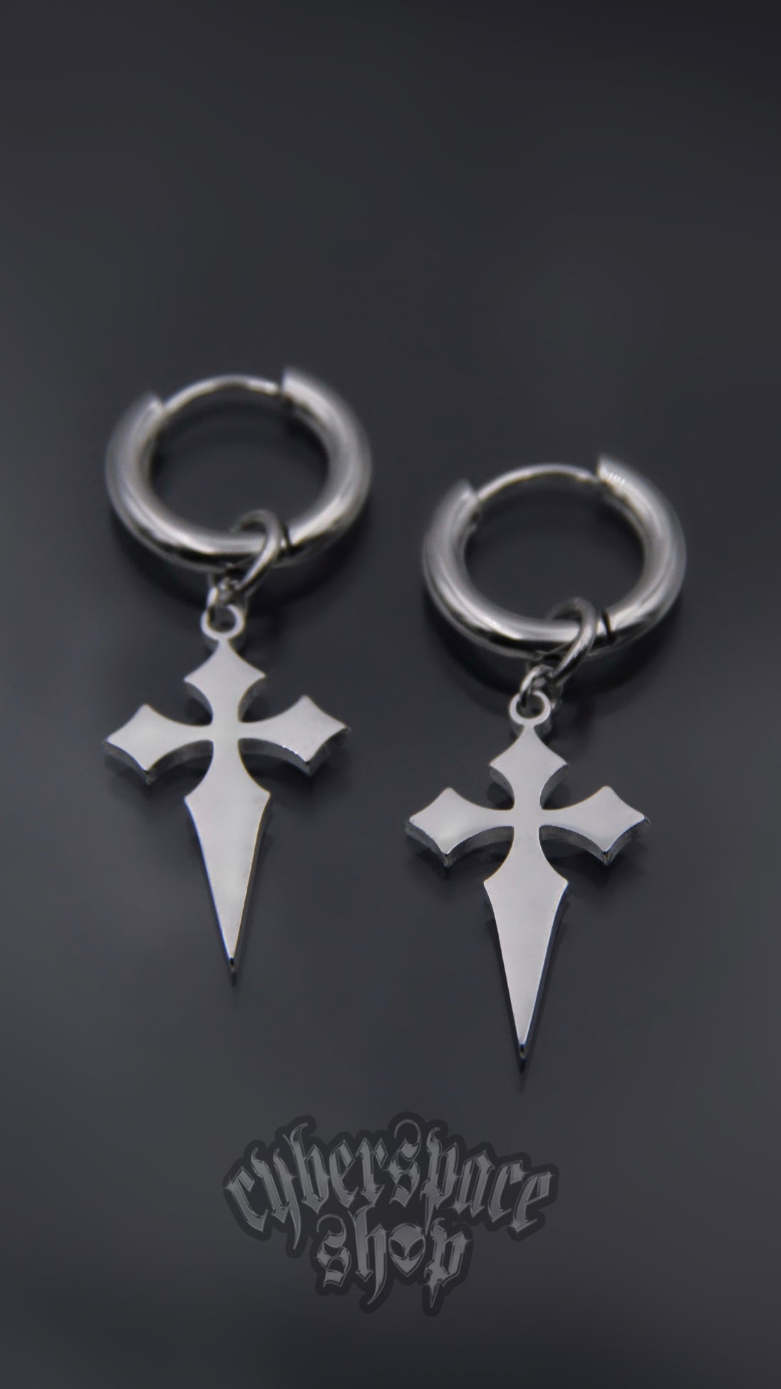 ETERNAL CROSS HOOP EARRINGS