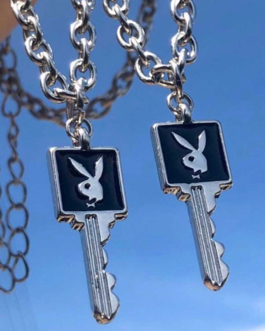 BLACK PLAYBOY KEY NECKLACE