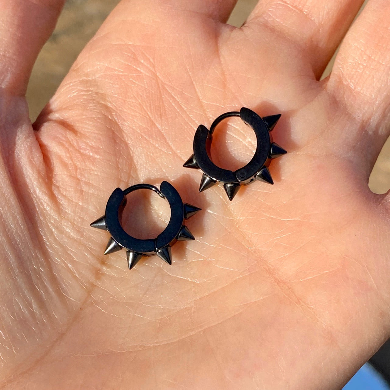 BLACK SPIKED OUT HOOPS