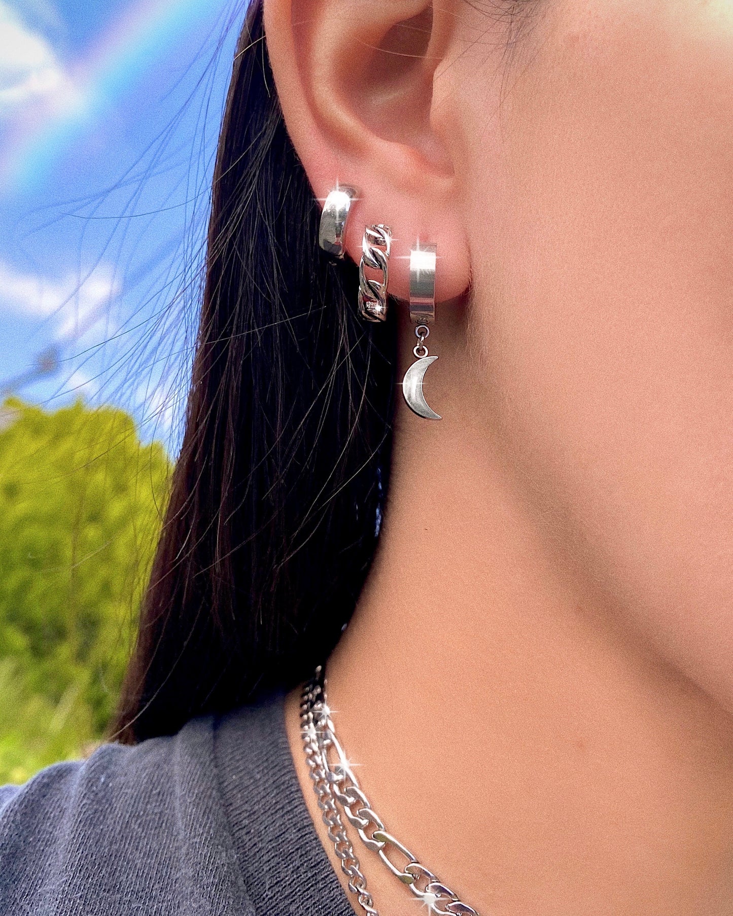 MOON HOOP EARRINGS