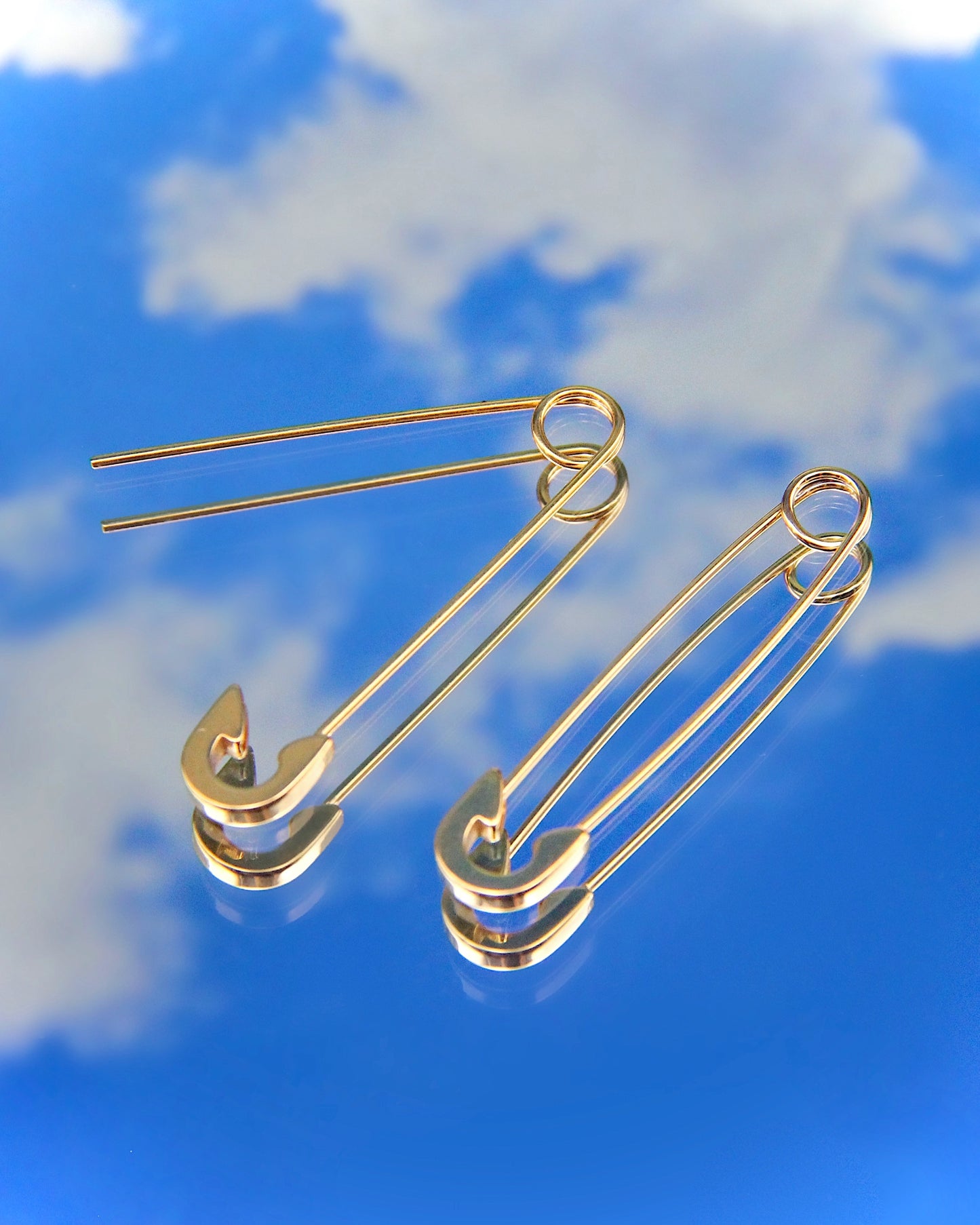 GOLD SAFETY PIN EARRINGS