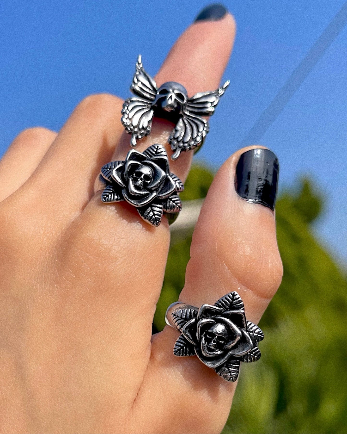 SKULL ROSE RING