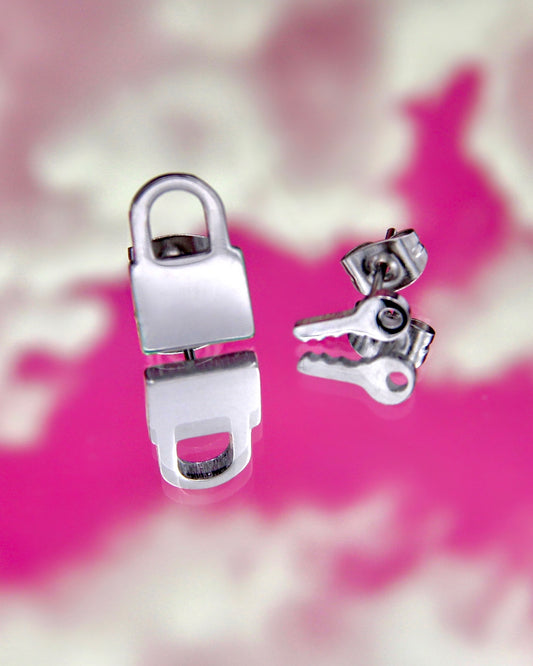 LOCK AND KEY STUD EARRINGS