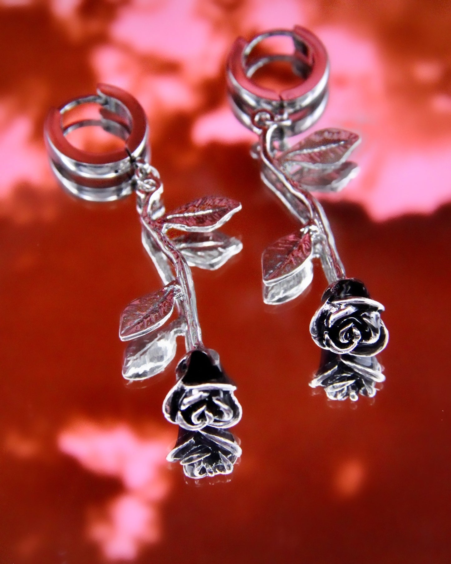 BLACK ROSE EARRINGS