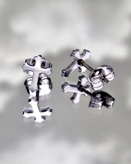 GOTH CROSS STUD EARRINGS