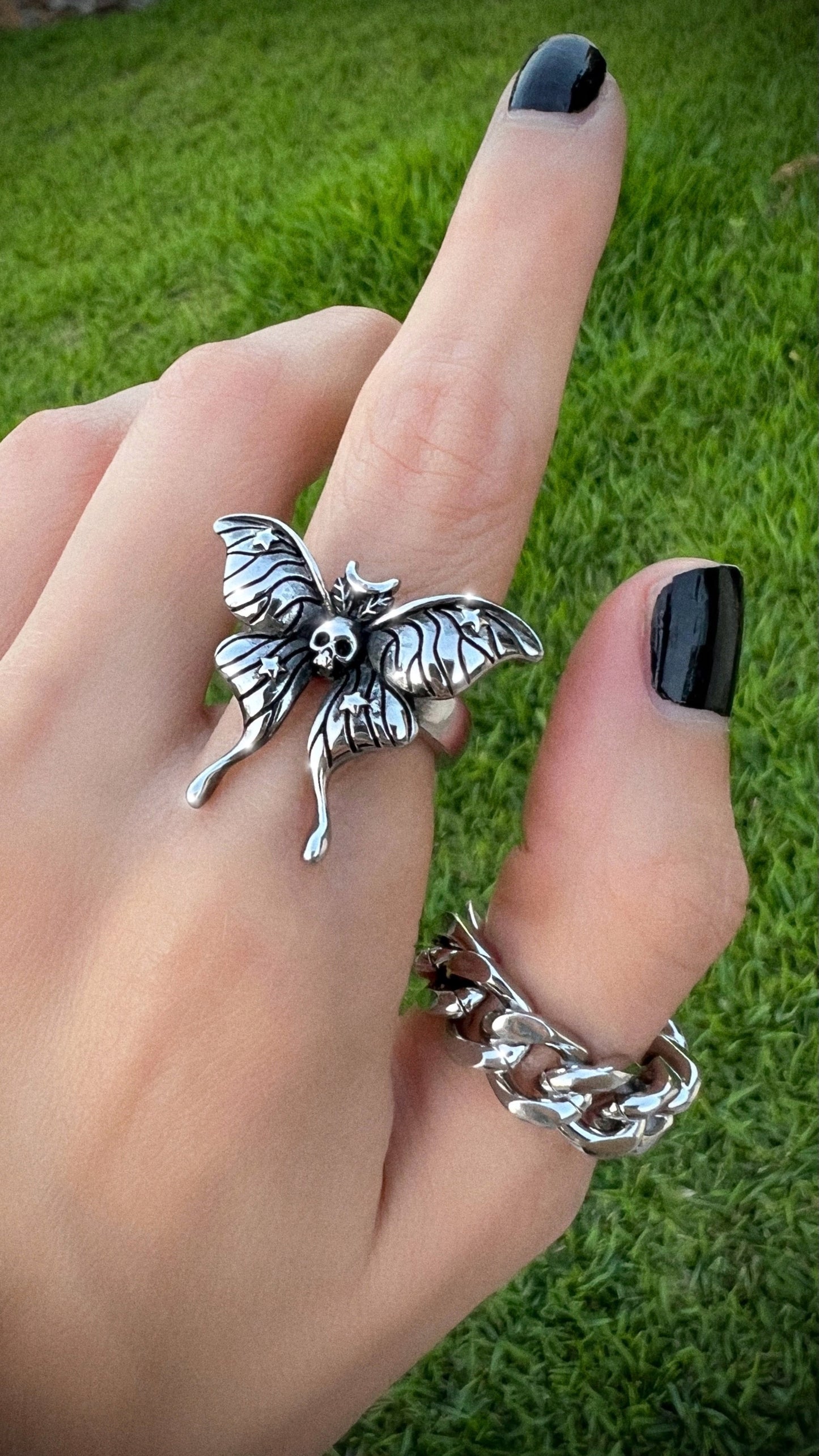 SKULL LUNA MOTH RING