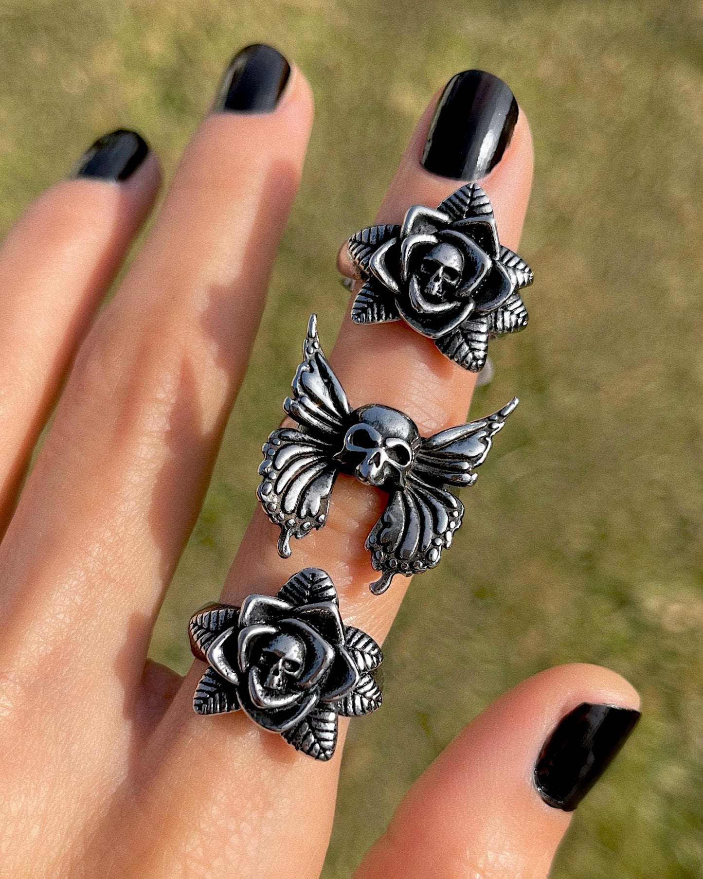 SKULL ROSE RING