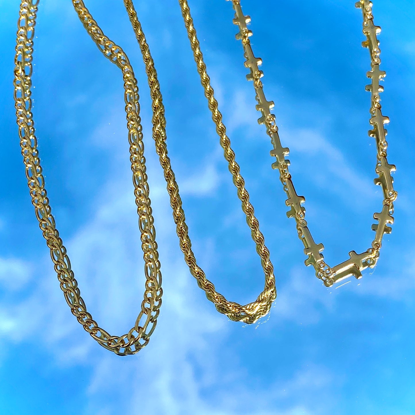 GOLD CROSS NECKLACE SET