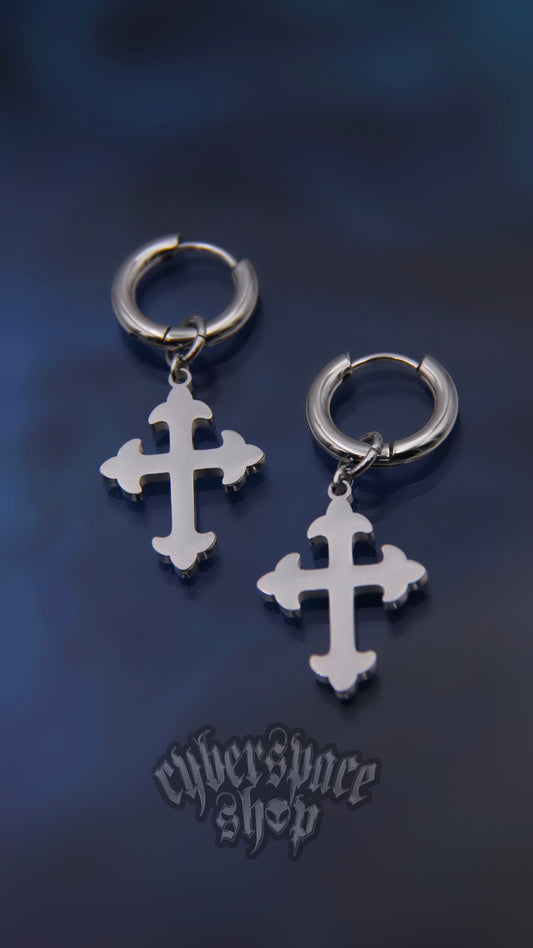 FLEUR CROSS EARRINGS