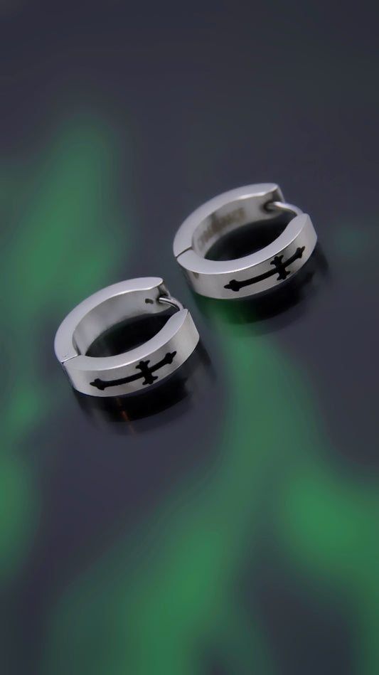 CROSS HOOP EARRINGS
