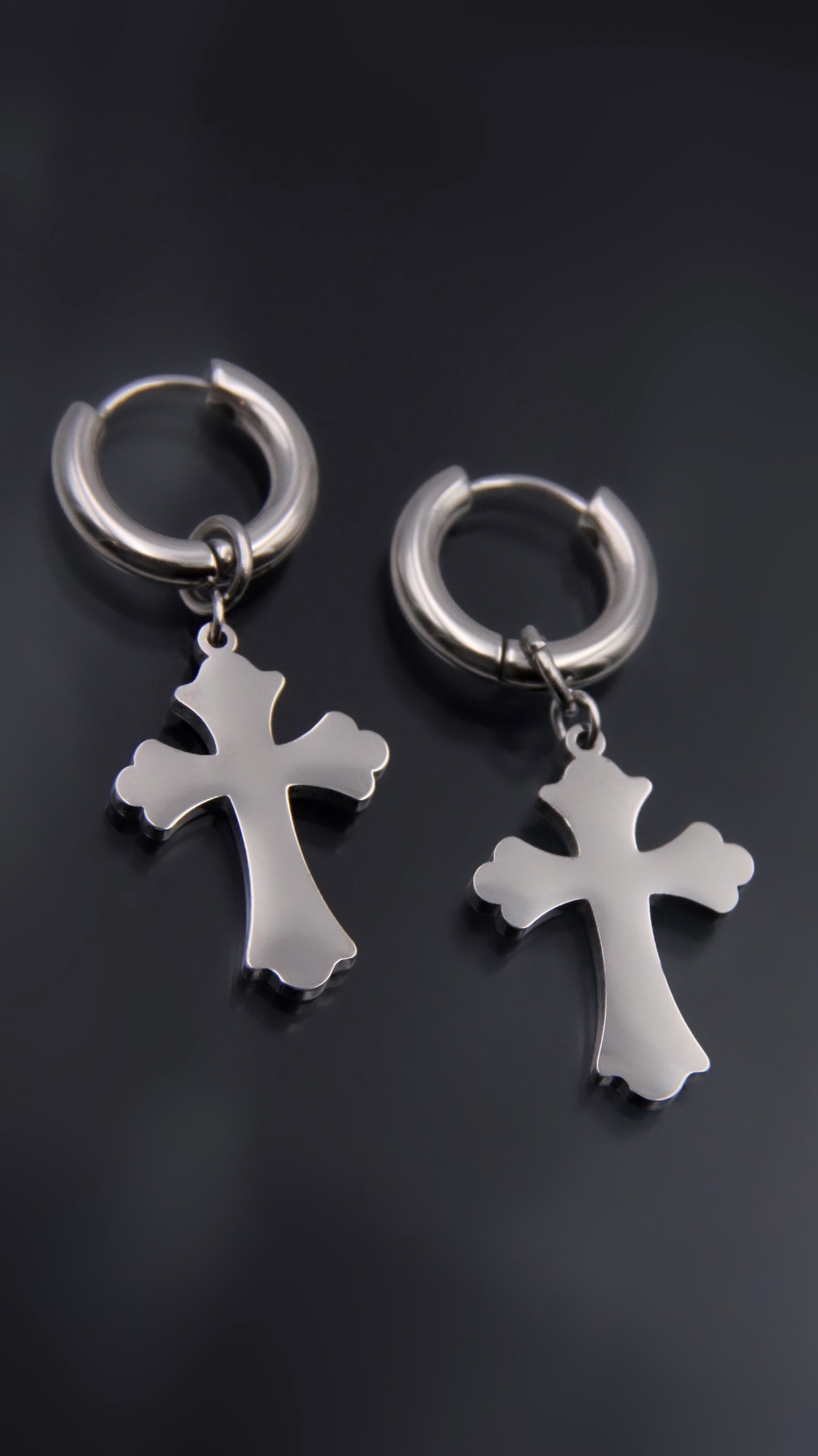 CHROME CROSS EARRINGS