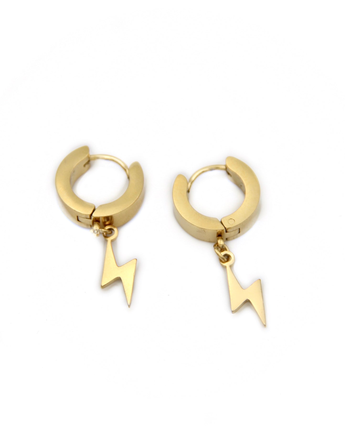 GOLD LIGHTNING BOLT HOOPS