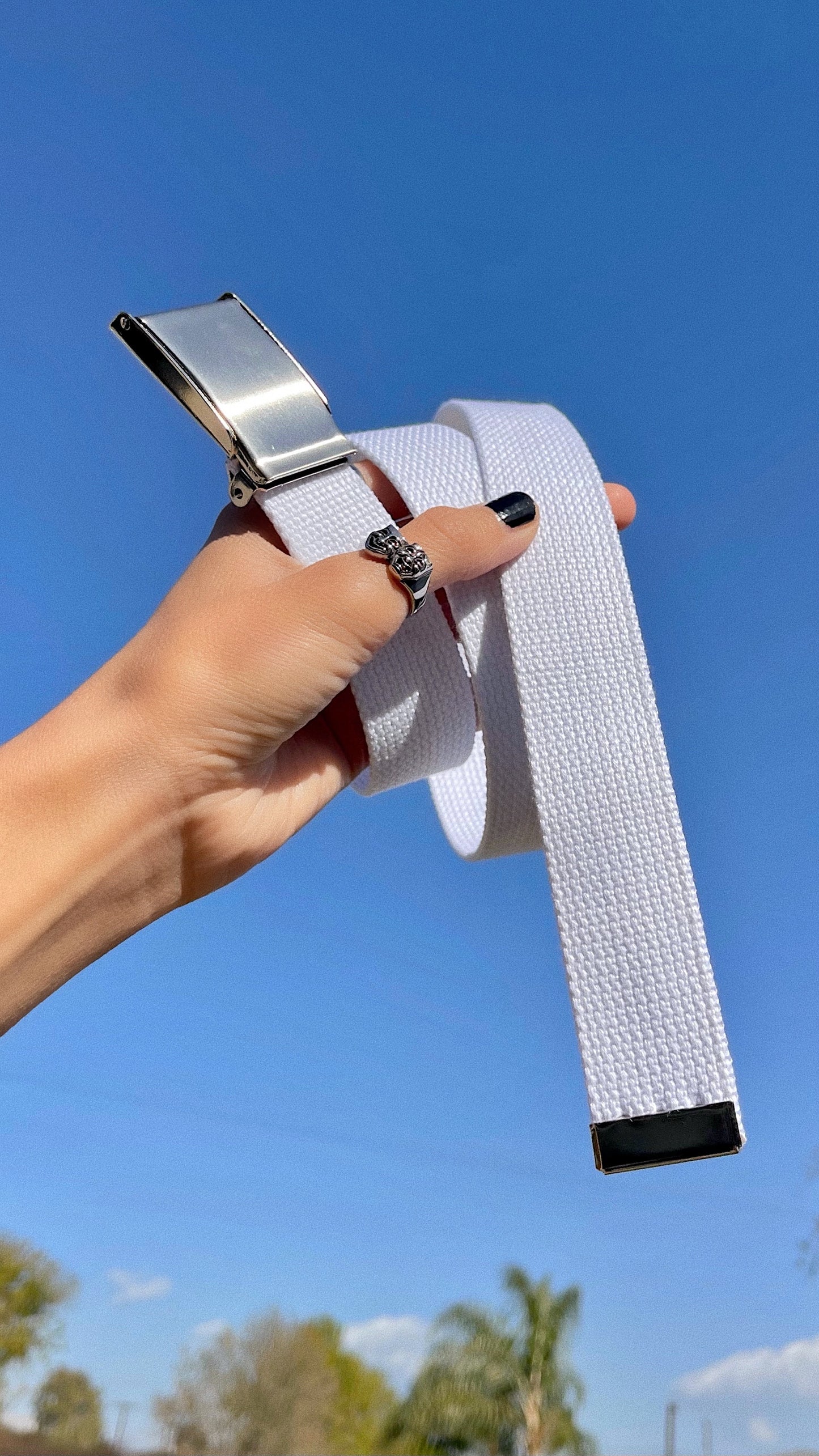 WHITE SLIDE BELT