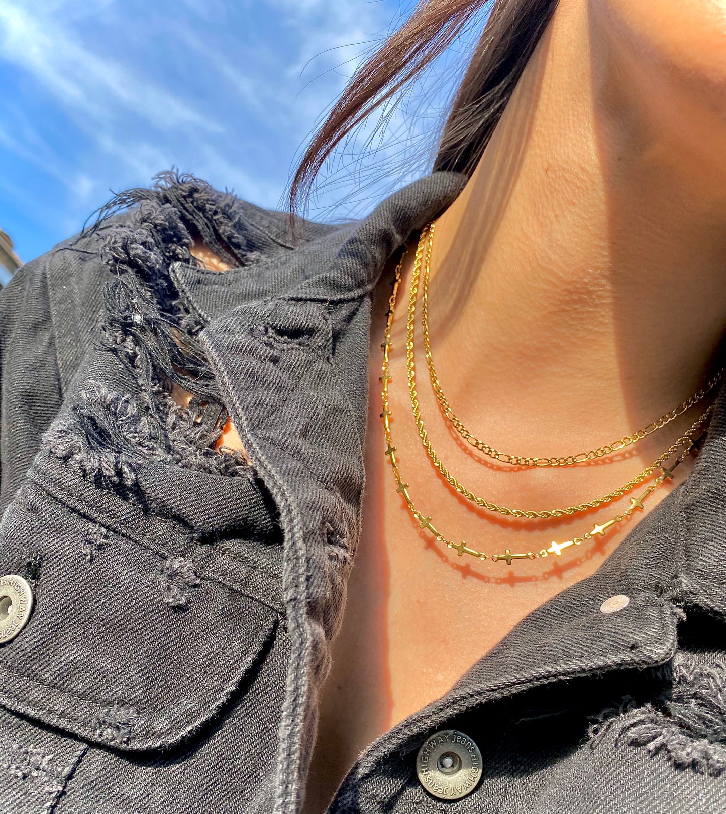 GOLD CROSS NECKLACE SET