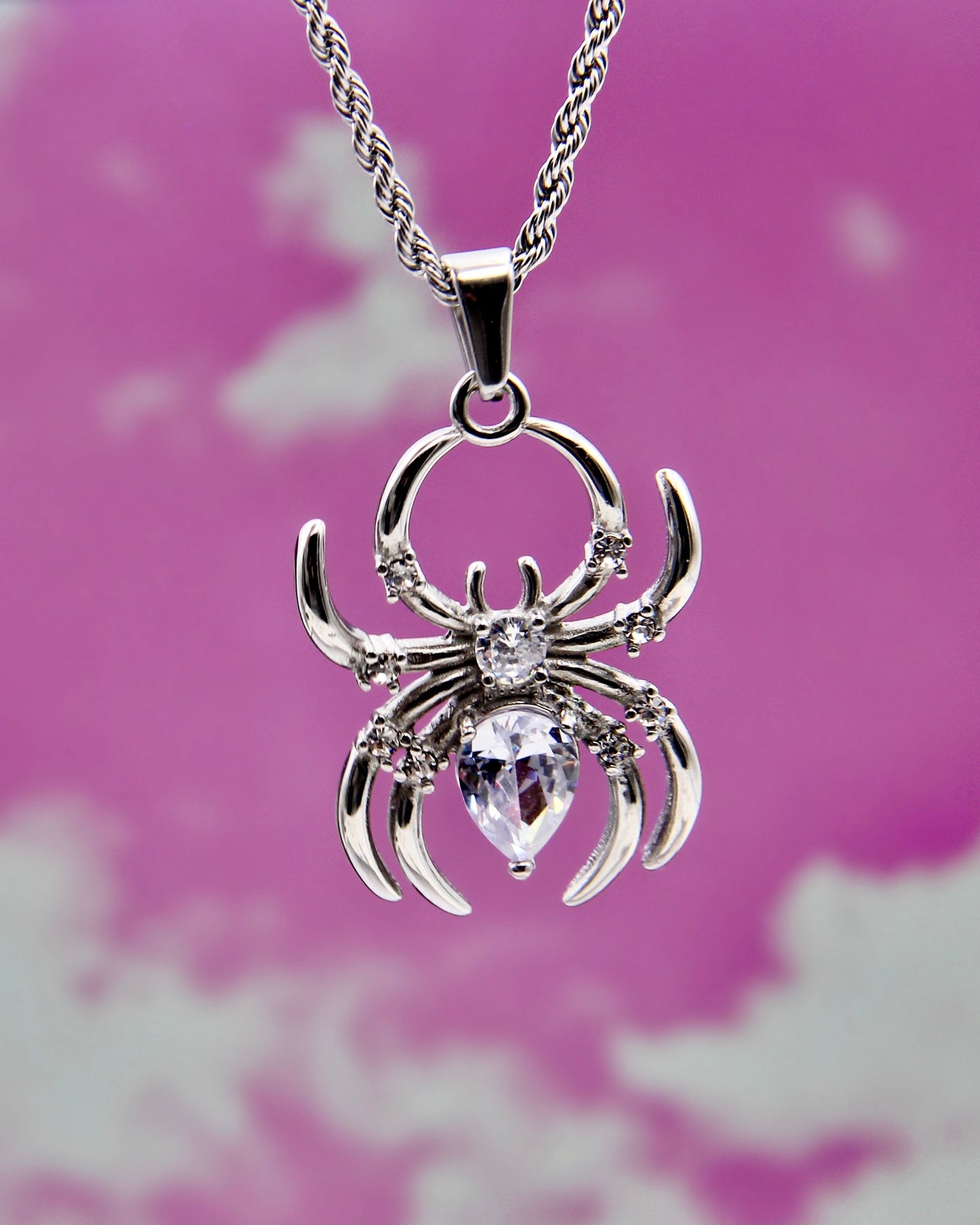 DIAMOND WIDOW SPIDER NECKLACE