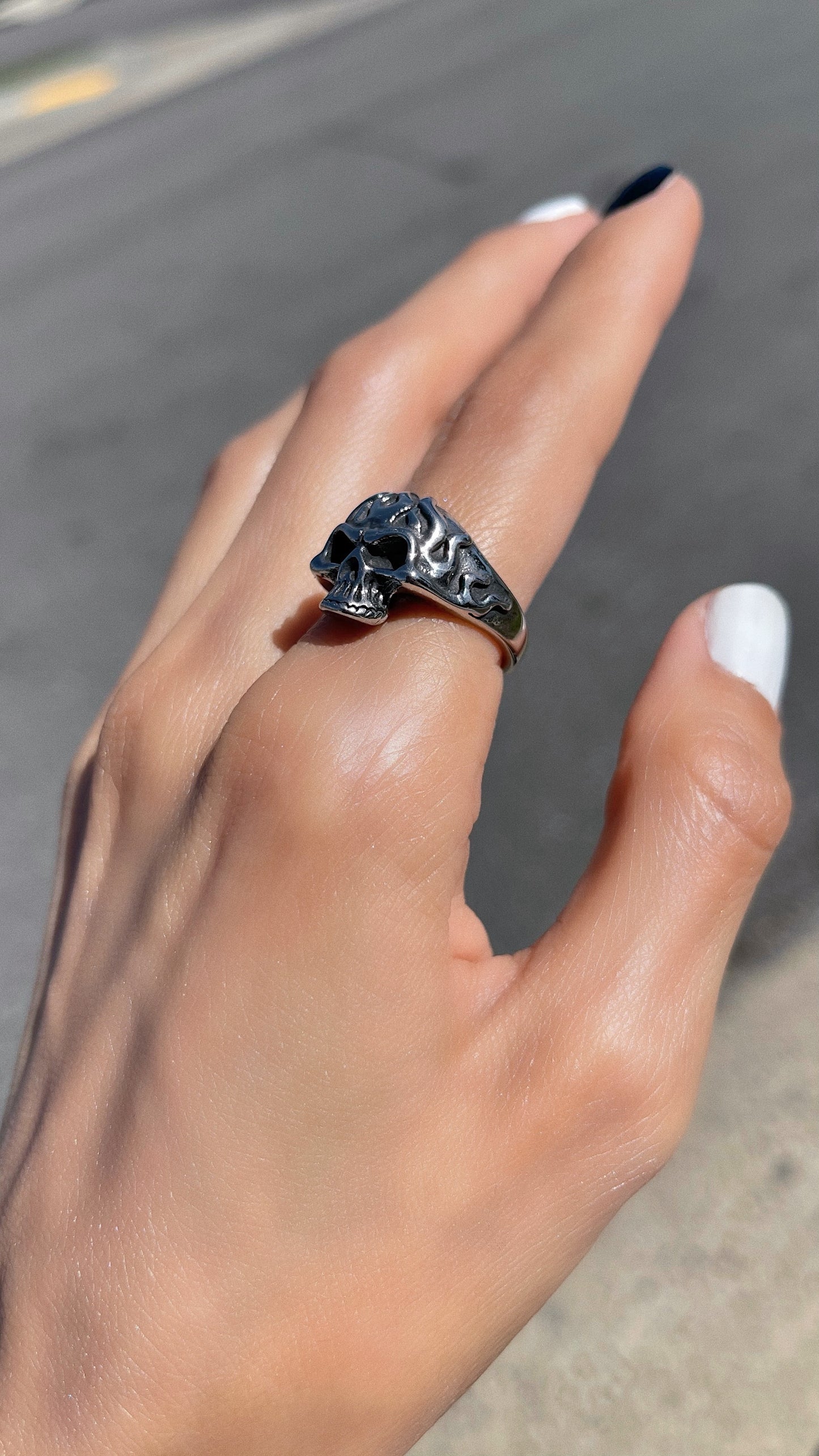 FLAME SKULL RING