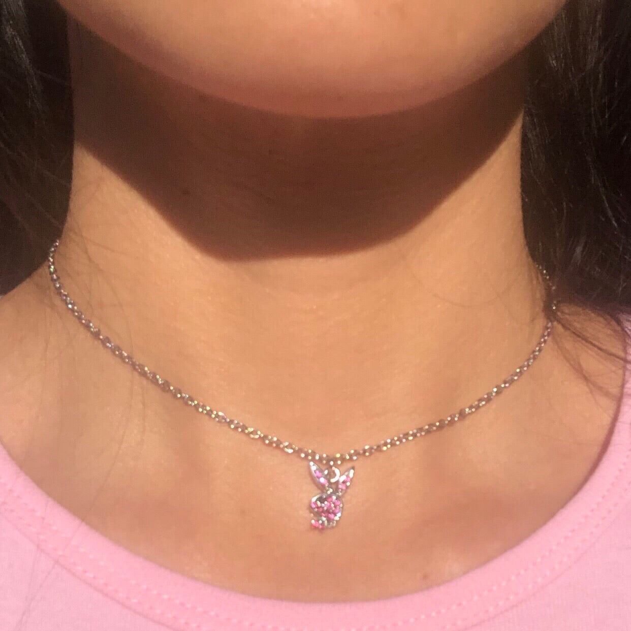 DAINTY RHINESTONE PLAYBOY NECKLACE SET
