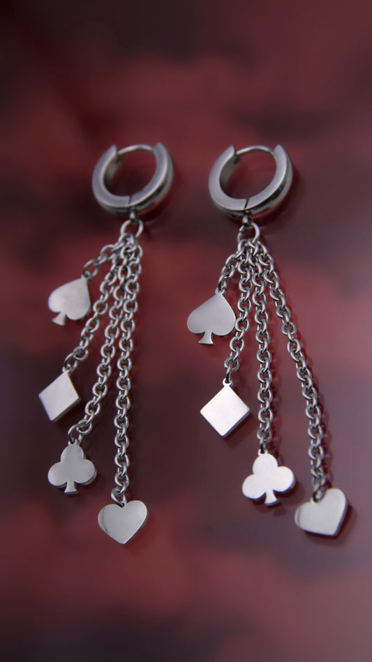 LIFE'S A GAMBLE HOOP EARRINGS
