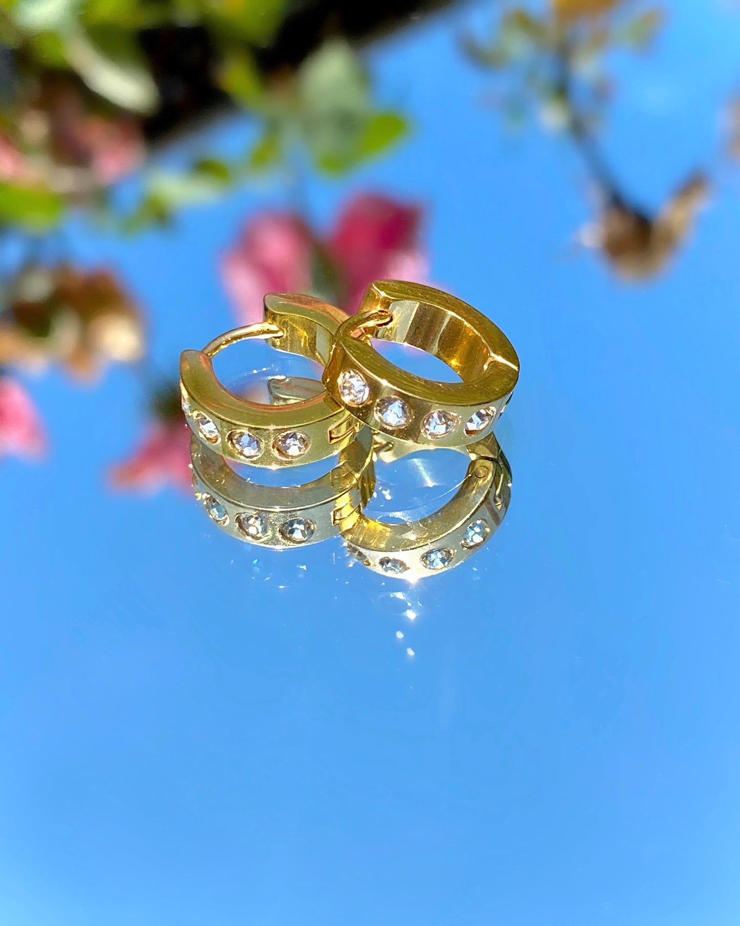 GOLD BLINGED OUT HOOP EARRINGS