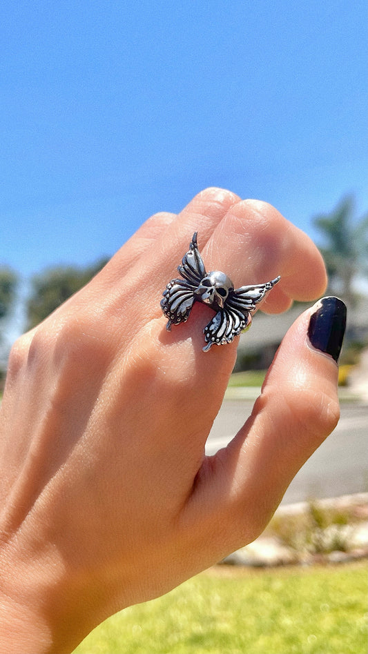 BUTTERFLY SKULL RING
