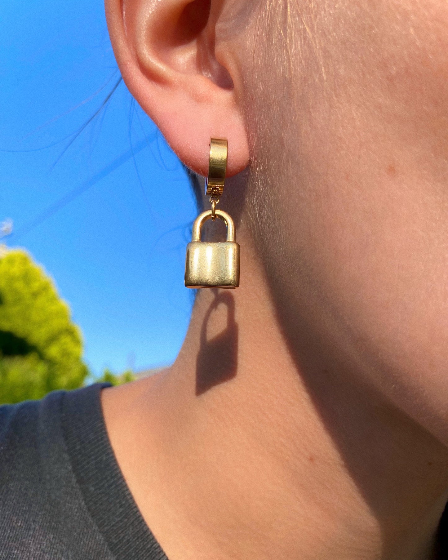 GOLD LOCK DOWN EARRINGS