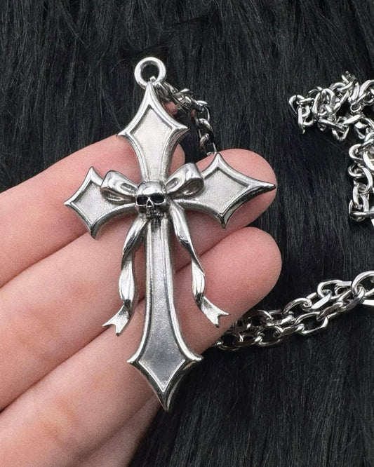 SKULL BOW CROSS NECKLACE