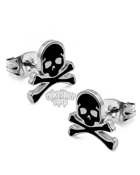 SKULL AND CROSSBONES STUD EARRINGS