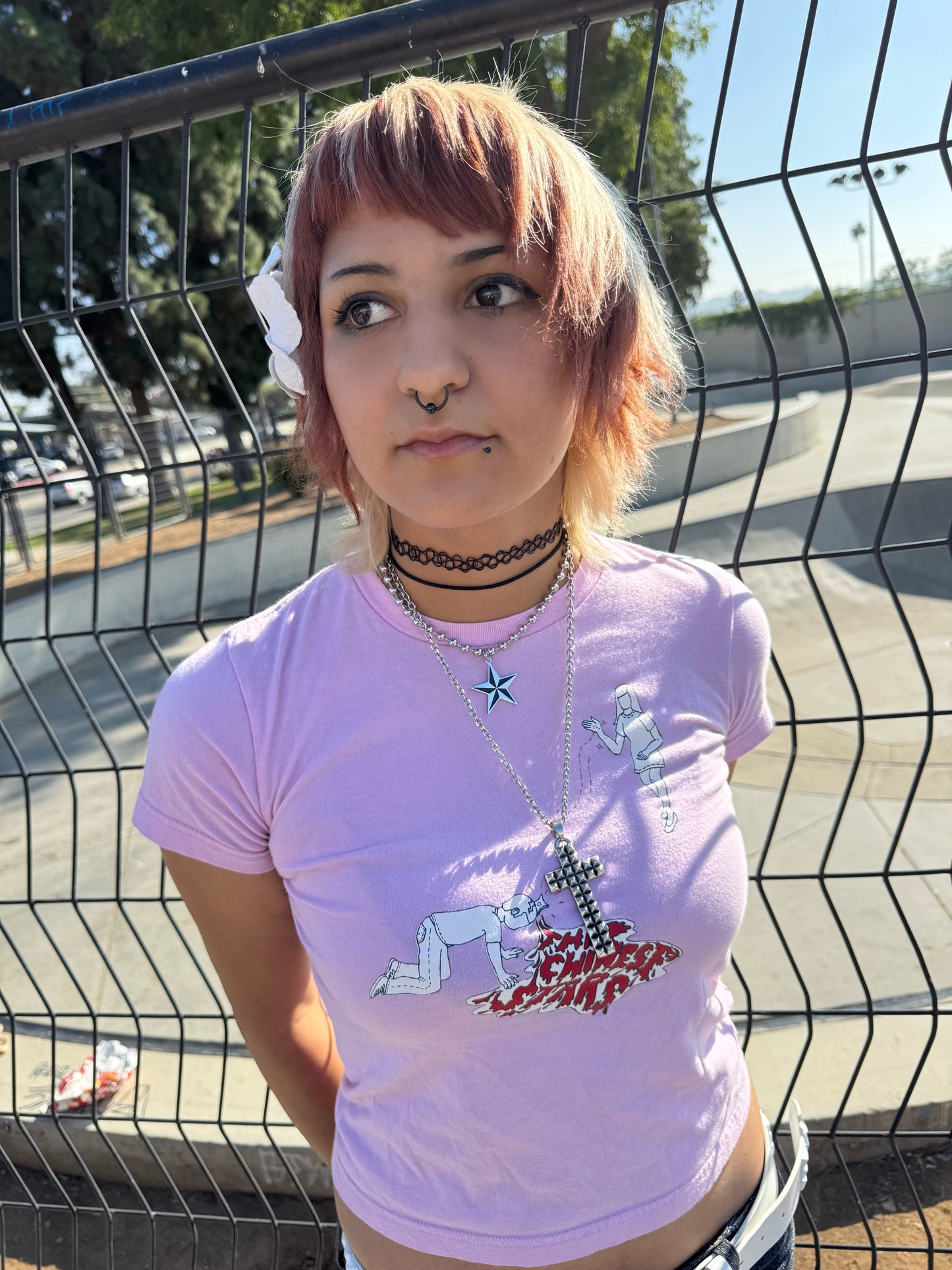 LRG STUD CROSS NECKLACE