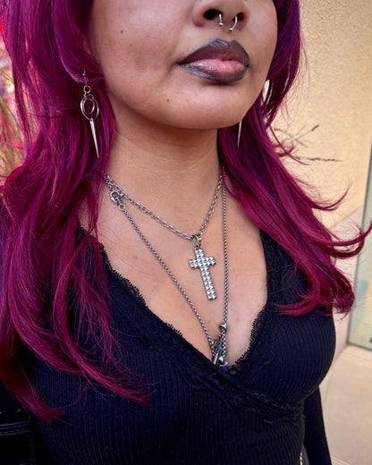 STUDDED CROSS NECKLACE