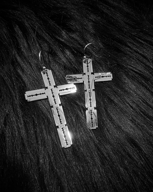 RAZOR CROSS EARRINGS