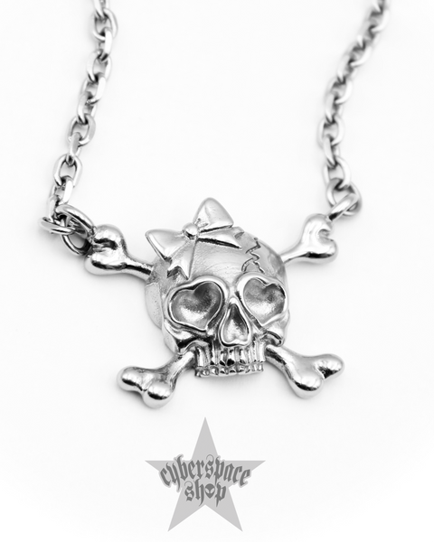 SKULL CROSSBONES BOW NECKLACE