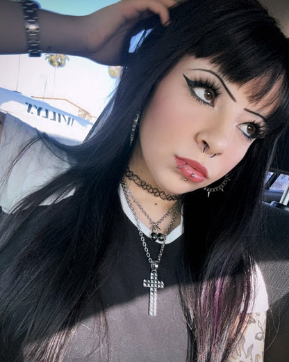 STUD CROSS NECKLACE