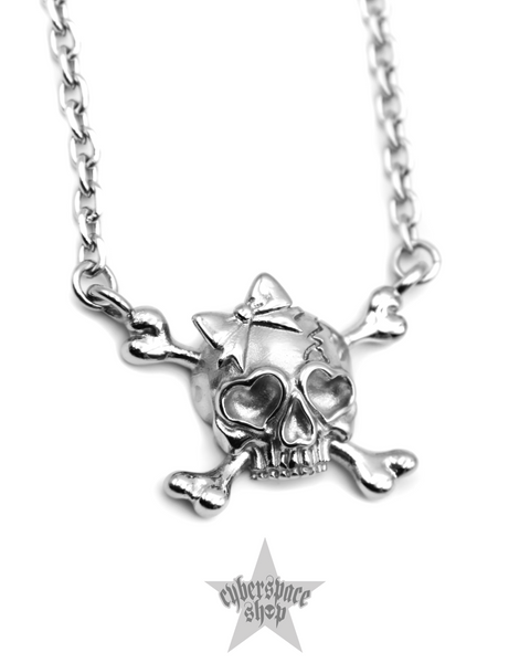 SKULL CROSSBONES BOW NECKLACE