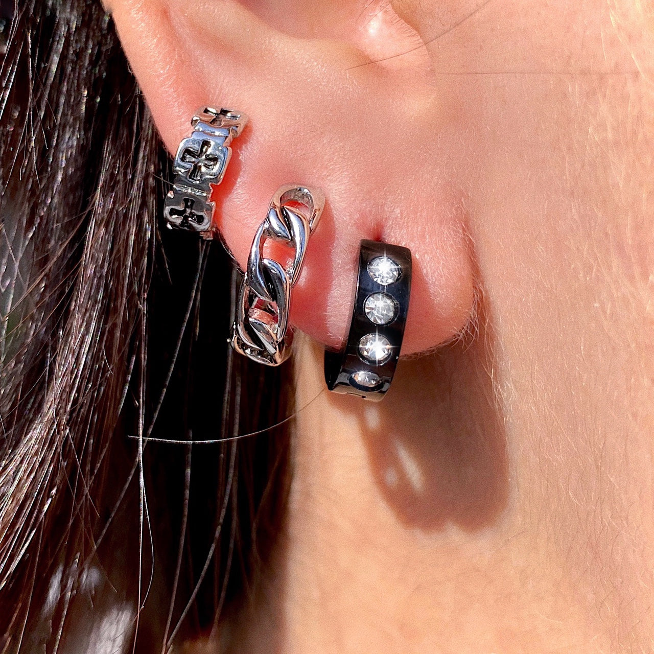 BLACK BLINGED OUT EARRINGS
