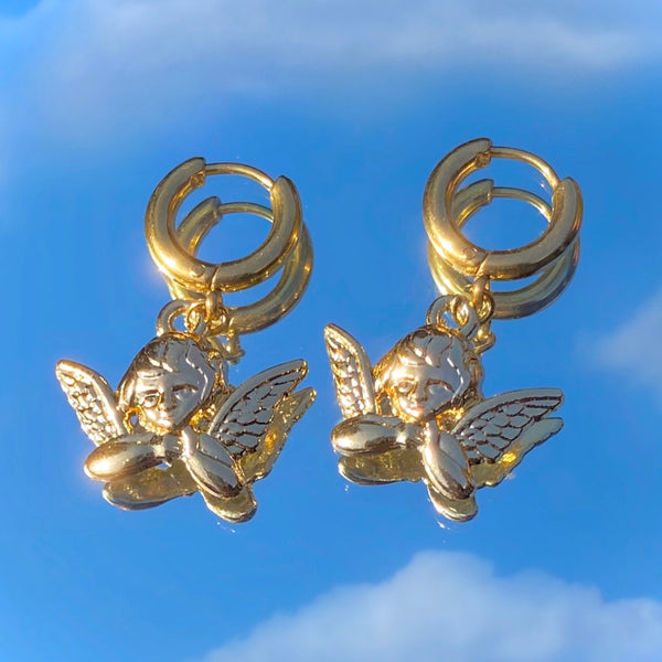 GOLD ANGEL BABY EARRINGS