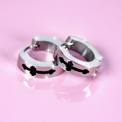 GOTH CROSS HOOP EARRINGS