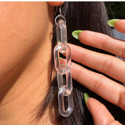 CLEAR CHAIN EARRINGS
