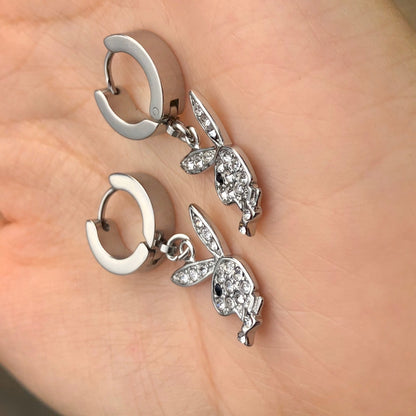 BLINGED OUT PLAYBOY BUNNY EARRINGS